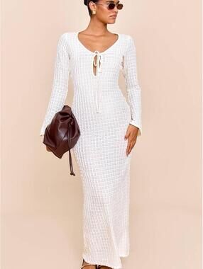 prettylittlething textured long sleeve bodycon dress